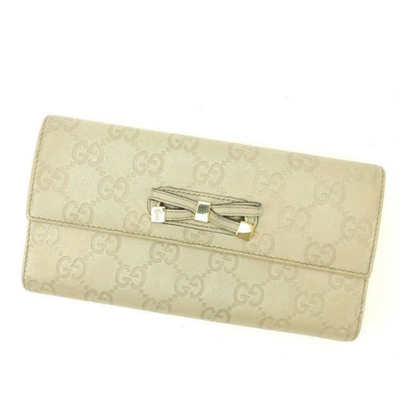 Authentic Gucci Wallet Purse Long Wallet Guccissima Beige Woman  Used - Picture 1 of 6
